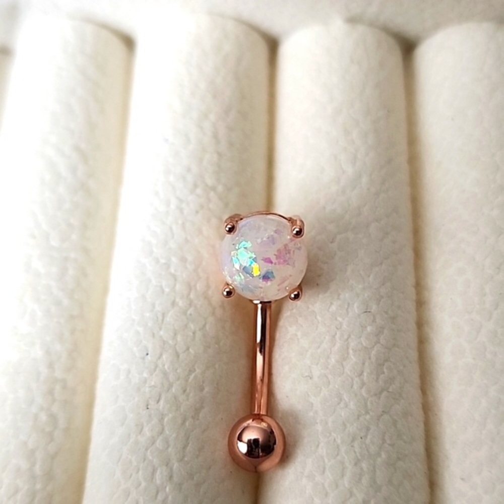 BEST SELLER  BELLY BUTTON  ring MERMAID Stone ROSE Gold 14k plated New